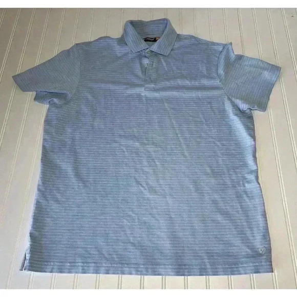 Daniel Cremieux Performance Light Blue Short Sleeve Polo Shirt XL Striped - Picture 1 of 3